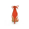 thumbnail image 4 of BLISSFUL STEP Chaussures pour Femmes Sandales à Talon Aiguille Haut à Bride Cheville à Nouer Bout Ouvert en Faux Suède Orange 7, 4 of 8