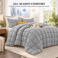 thumbnail image 2 of Unikome Full/Queen Comforter Set, Soft Down Alternative Comforter with Puff Texture, All Season Cozy Bed Comforter with 2 Pillow Shams, Machine Washable, Light Gray, 2 of 7