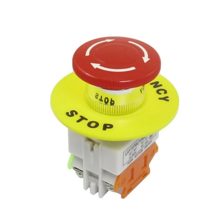 - 22mm Hole Red Mushroom Latching Push Button Switch NO/NC 660V 10A
