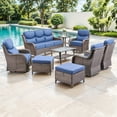 thumbnail image 2 of Bellefurn 9 Pieces Luxury Patio Furniture Sets Outdoor Conversation Sets with Swivel Rocker Chairs with 6" Thick Cushion,Sofa,Side Table and Ottomans,for Porch Deck Backyard Poolside, 2 of 13