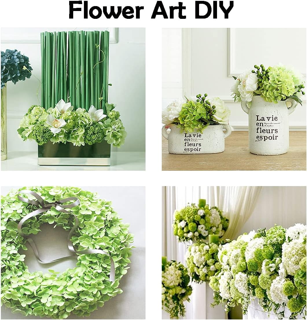 4Pcs Real Touch Hydrangea Artificial Flowers, Fake Hydrangea Flowers, 17" Lifelike Faux Hydrangea Flowers for Wedding Bouquet Home Decor Centerpieces dark green