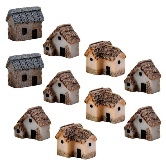 10 Pcs Miniature House Cottages Dollhouse Decoration Shadow Box Scene