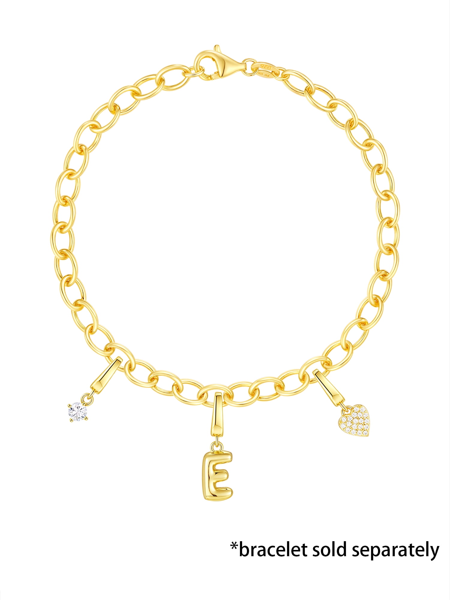 Brilliance Fine Jewelry Simulated Diamond Initial E Charm Set in 14KT Gold Plated Sterling Silver