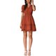 thumbnail image 2 of Vestido Casual Mini de Manga Abullonada con Escote en V y Cintura Elástica para Mujeres INSPIRE CHIC Color Marrón S, 2 of 6