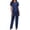 *Blue, variant on Women's Collared Two Piece Pajama Set,Short Sleeve Button Down Top and Long Pants Loungewear Black,Women's Plus M