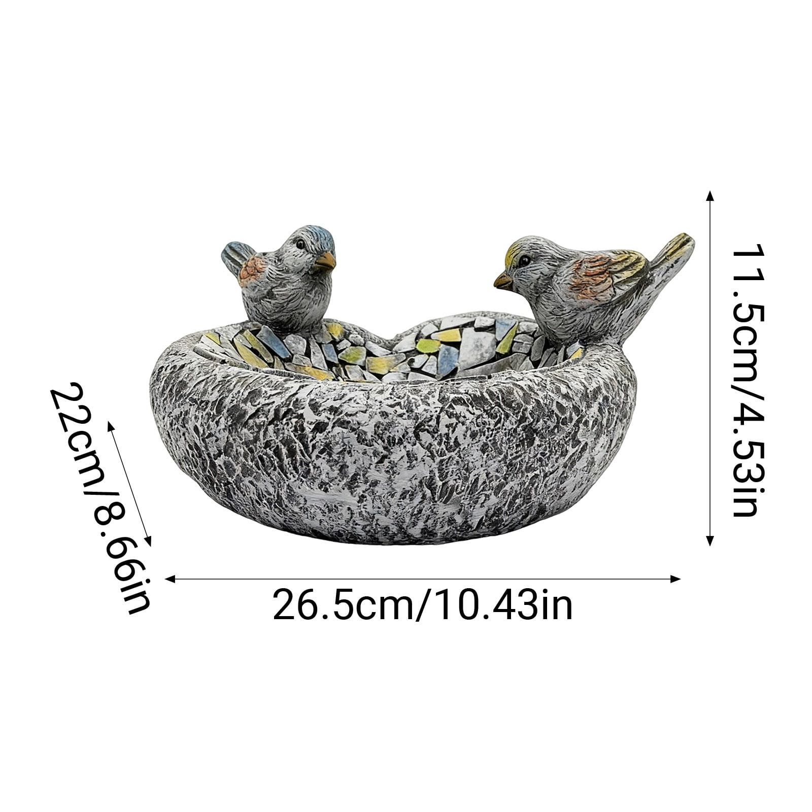 Diceymbol Mosaic Stone Bird Feeder Outdoor Standing Wild Bird Feeder With Dual Bird Figurines Weatherproof Resin Feeder For Garden Patio Yard And Backyard Bird Watching