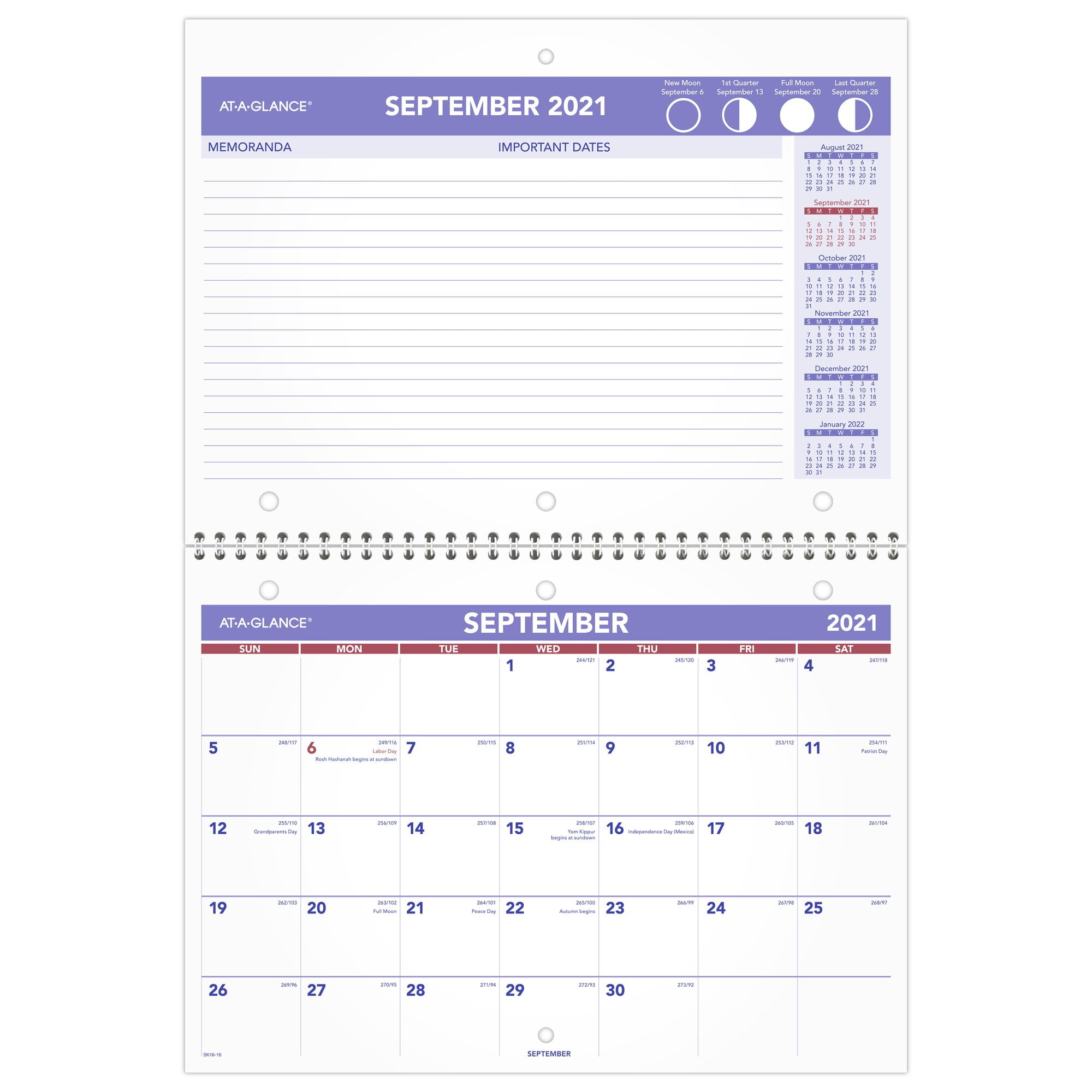 ATAGLANCE Academic Monthly Desk/Wall Calendar, 11" x 8", September 2021 to December 2022