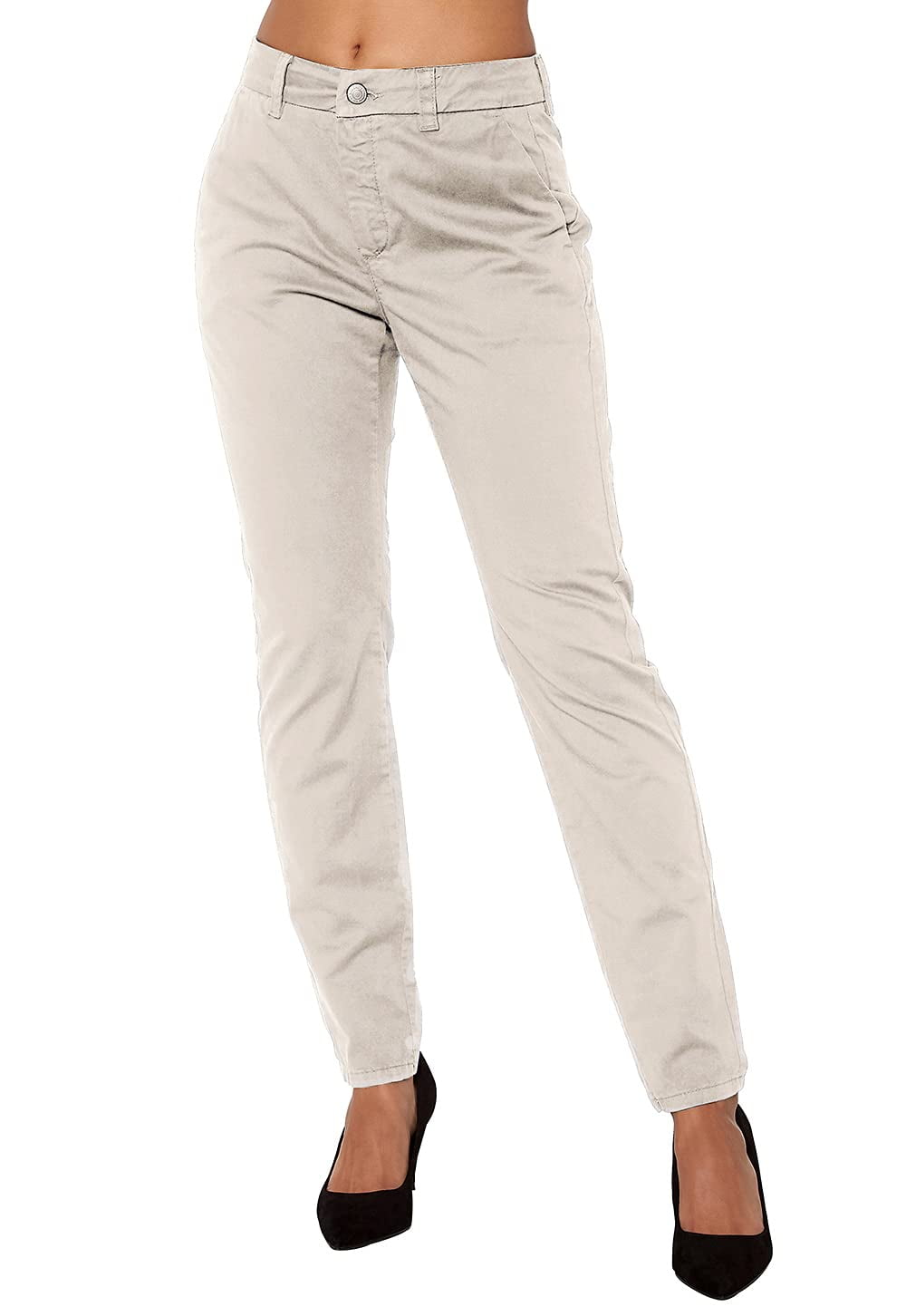 Sherrylily Womens Mid-Rise Stretch Twill Chino Pants Casual Work Pants ...