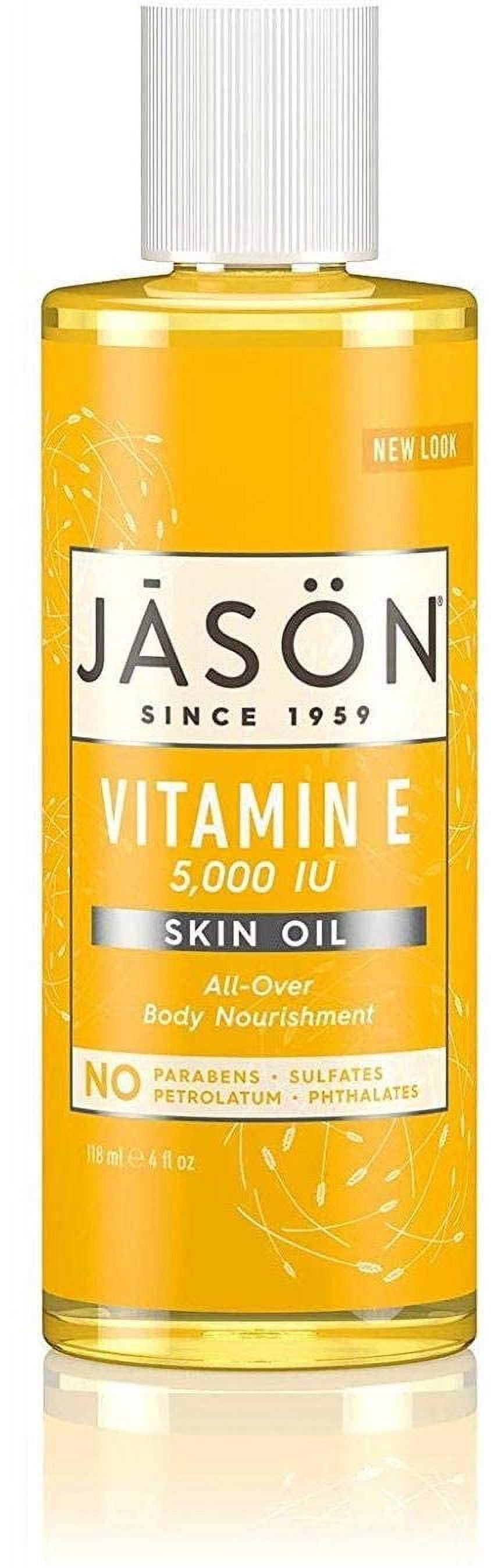 Jason Naturals Vitamin E CM31&nbsp;5000 IU Skin Oil (Pack of 2) with Sunflower Oil, Safflower, Rice, Avocado, Sweet Almond, Apricot and Wheat, 4 oz. Each