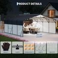 thumbnail image 6 of 20x20 FT Heavy-Duty Galvanized Steel Carport – Metal Roof Outdoor Shelter with LED Solar Lamp for Cars, RVs, Boats, Trucks, Backyard Workshop, Dark Gray, 6 of 7