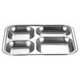 thumbnail image 3 of Bandeja de cena dividida 3/4/5, contenedor de almacenamiento de comida para cantina escolar, círculo pequeño, cinco cuadrículas, plata Feliz Sencillez, 3 of 4