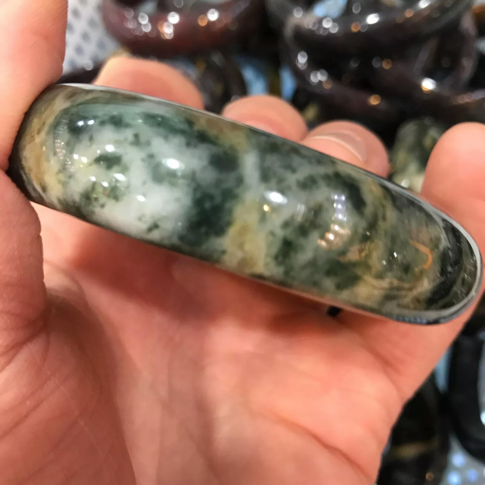HOOUN 62 mm Grade A Natural Jade Bangle for Women Girls Jadeite Jewelry Bracelets