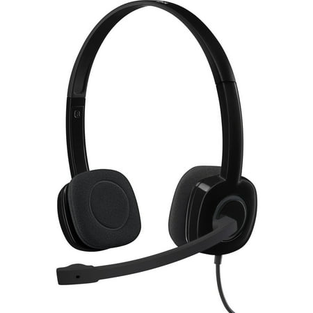 Logitech H151 Stereo Headset with Rotating Boom Mic (Black) - Stereo - 3.5MM AUDIO JACK CONNECTION - Wired - In-Line Control - 22 Ohm - 20 Hz - 20 kHz - Over-the-head - 5.9 ft Cable - Black, Black