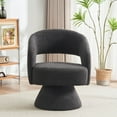 thumbnail image 2 of Tcbosik Swivel Barrel Accent Chair, Upholstered Armchair, Teddy Fabric Lounge Chair for Living Room Bedroom, 300lbs Capacity, Grey, 2 of 10