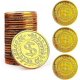 thumbnail image 2 of Juego de 100 monedas de oro pirata de plástico, monedas de tesoro de oro para jugar, artículos de fiesta, fiesta pirata, juego de búsqueda del tesoro y recuerdos de fiesta., 2 of 3
