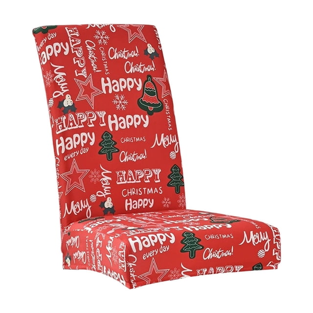 Christmas Stretch Chair Cover Washable Removable Dining Chair Cover Stretchy Polyester Festive Home Decoration for Kitchen Hotel
