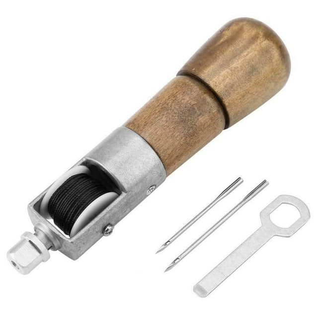 Mistaha Leather Stitching Craft Tools Kit Automatic Lock Sewing Awl Wrench 2 Needles Black Thread