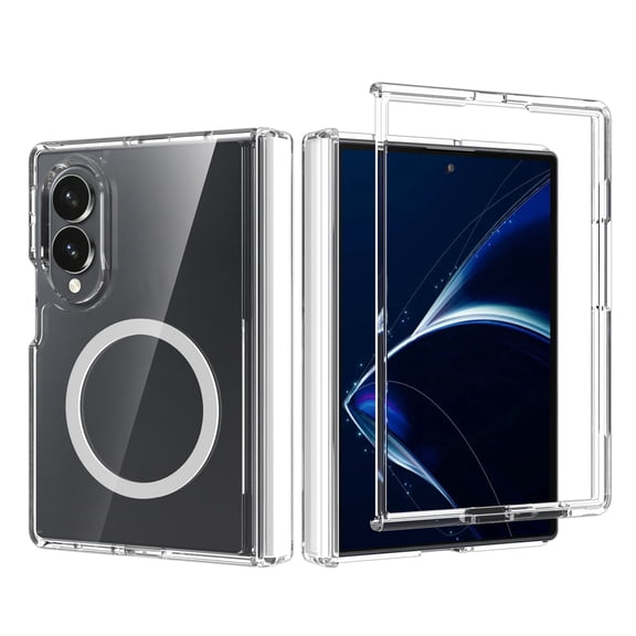 Dteck Magnetic Case for Samsung Galaxy Z Fold 8,Shockproof TPU PC Case Hinge Protection Compatible with Mag Safe Crystal Clear Transparent Cover for Galaxy Z Fold8,Clear