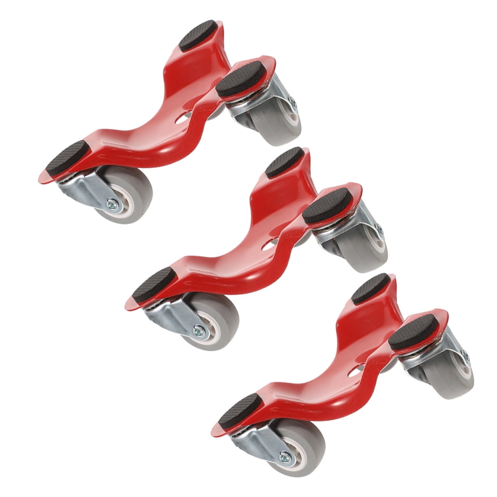 CRILSTYLEO 3Pcs Red Furniture Mover Dolly Metal 3 Wheel Design for Moving Heavy Appliances