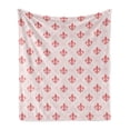 thumbnail image 1 of Coral Soft Flannel Fleece Throw Blanket, Checkered Pattern with of Fleur De Lis Royal French Lily Flower, Cozy Plush for Indoor and Outdoor Use, 70" x 90", Coral Baby Pink, by Ambesonne, 1 of 6