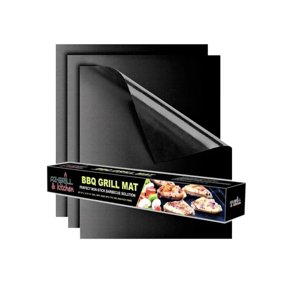 Bbq Grill Mat Non Stick Reusable Gas Charcoal Baking Paper Ez Clean Set Of 3 Pc