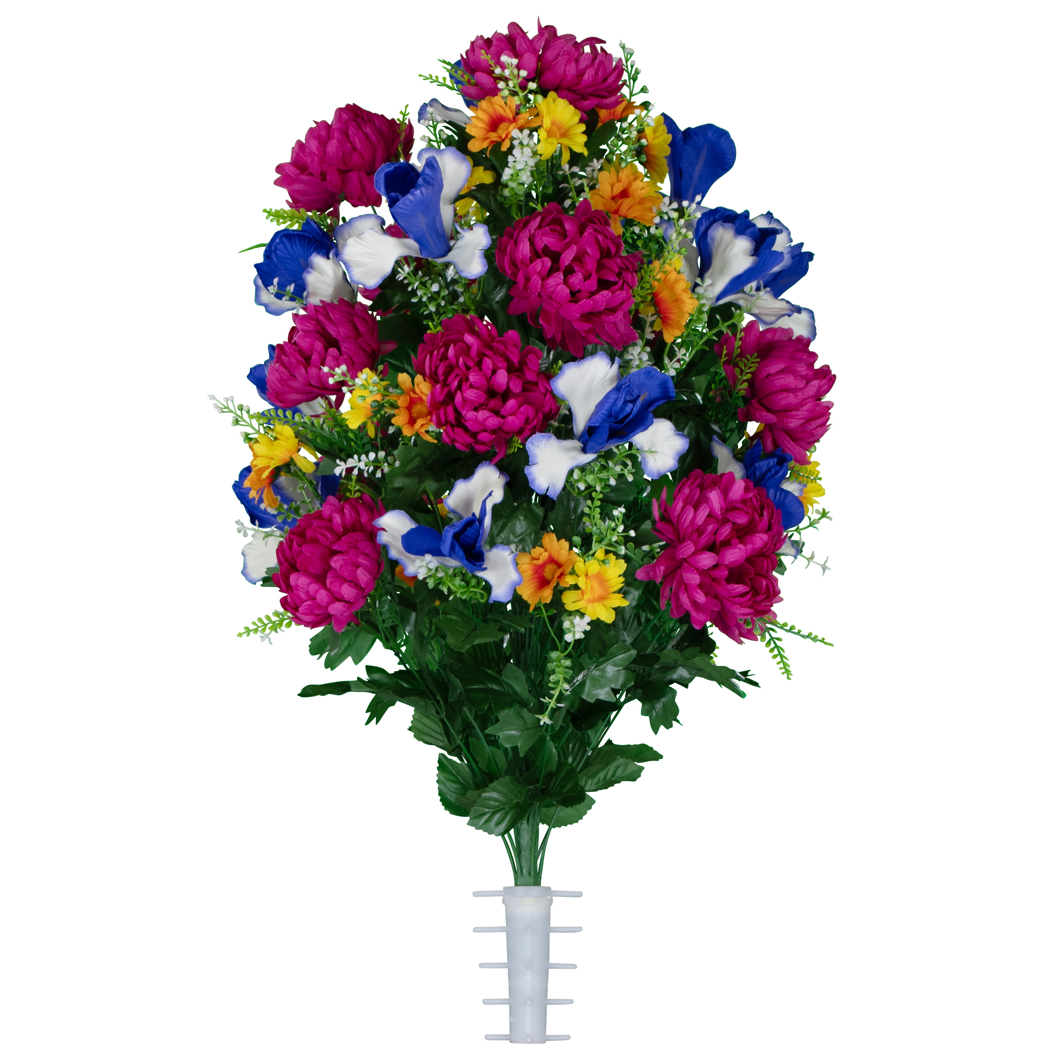 SIFOEL Artificial Cemetery Flowers with Vase, Artificial Rose Bouquet Grave Memorial Flowers for