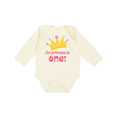 

Inktastic Cute Princess is One 1st Birthday Gift Baby Girl Long Sleeve Bodysuit