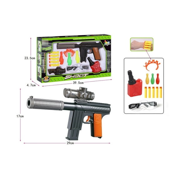 Pistola de Hidrogel The Baby Shop - con 1200 bolas de gel y 5 dardos de espuma Negro -