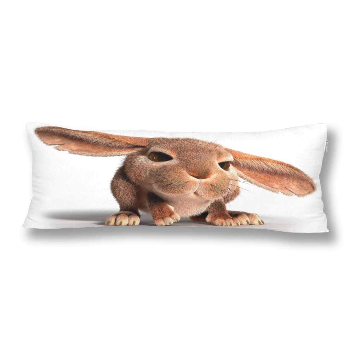 ABPHOTO Little Funny Rabbit Animal Body Pillow Covers Case Protector 20x60 inch