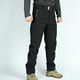 thumbnail image 1 of Pantalones de trabajo largos para hombre, elegantes, de color sólido, con múltiples bolsillos y cálidos., 1 of 3
