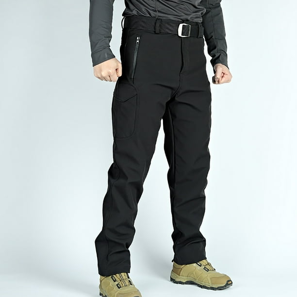 Pantalones de trabajo largos para hombre, elegantes, de color sólido, con múltiples bolsillos y cálidos.