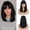 Black, variant on Copper Red Shoulder Length Straight Synthetic Bob Wig with Bangs for Daily and Party Use