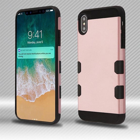 Apple iPhone Xs Max (6.5 in) Phone Case Tuff Hybrid Shockproof Impact Rubber Dual Layer Hard Soft Protective Hard Case Cover Trooper Rose Gold Black Phone Case for Apple iPhone Xs Max