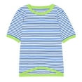 thumbnail image 4 of Fgnfyis T-Shirt Tricoté à Manches Courtes Col Rond avec Design à Rayures Color Block pour Femmes Hauts d'Été pour Femmes Bleu Ciel TG, 4 of 6