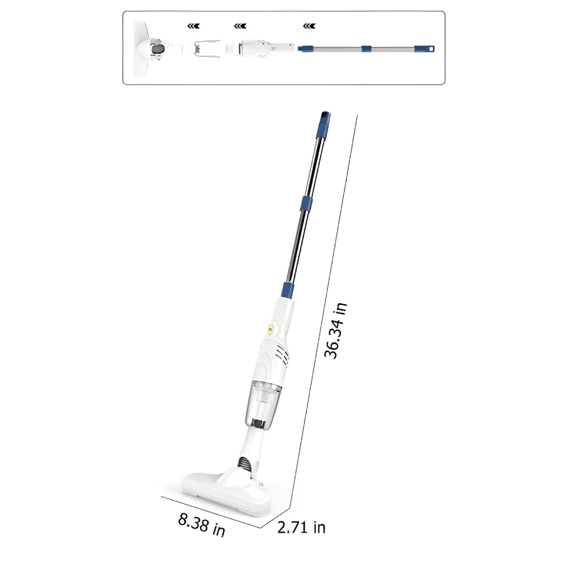 ZEPARO Stick Vacuum Cleaner With 30 Mins Long Runtime Lightweight Steam Cleaner For Car Vacuum Mini Car Vacuum Cleaner For Small Car Vacuum Carpet And Hardwood Floor Pet Hair