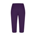thumbnail image 4 of Htigea Clearance Yoga Capris with Pockets for Women Casual Elastic Cross Waist Capri Pants Cropped Trousers Pant Summer Athletic Pants Today Deals Purple,M, 4 of 5