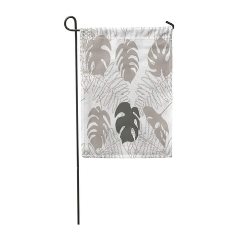SIDONKU Exotic Botanical Palm Monstera and Fern Leaves Flora Floral Garden Flag Decorative Flag House Banner 28x40 inch