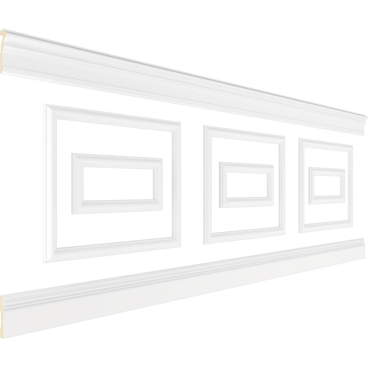 Ekena millwork 94 1/2"L (Adjustable 36"H to 40"H) Ashford Square Double Panel Traditional Wainscot Paneling Kit