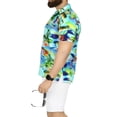 thumbnail image 4 of LA LEELA Men's Hawaiian Shirts Short Sleeve Button Down Shirt Men's Casual Shirts Holiday Tropical Beach Summer Party Shirts for Men Funny M Scenic Palm, Blue, 4 of 6