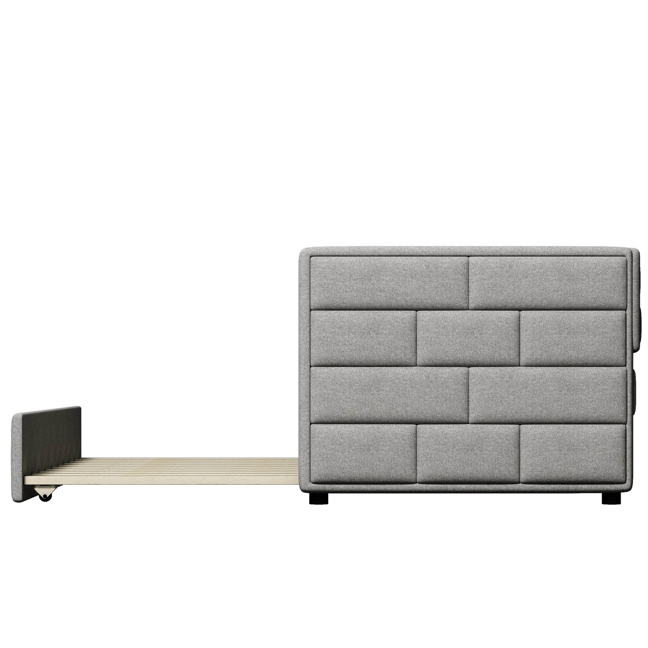Noble House Lornic Twin Size Upholstered Daybed with Trundle, Padded Back and Sides Sofa Bed, Gray