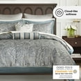thumbnail image 3 of Madison Park 12-Piece Cal King Comforter Set with Cotton Sheet Set Faux Silk Down Alternative Bed in a Bag, Teal Paisley Jacquard, 3 of 7
