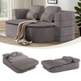 thumbnail image 4 of 75'' Convertible Floor Folding Couch, 2-in-1 Sleeper Sofa Bed with Memory Foam, Foldable Sofa with 4 Pillows & Blanket for Living Room, Apartment, No Assembly Needed, 4 of 9