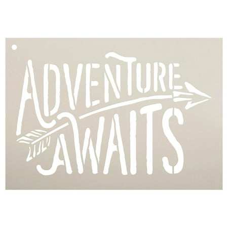 adventure awaits stencil by studior12 rustic curved word art