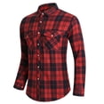 thumbnail image 3 of Donemore Men's Plaid Shirt Button Down Collar Two Pockets Casual Long Sleeve Top Comfortable Breathable Fit, 3 of 6