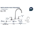 thumbnail image 2 of Llave Mezcladora Fregadero O Tarja Cocina Alfa  Acero Inoxidable Cromada Manerales Cisne, 2 of 2