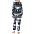 thumbnail image 3 of INSPIRE CHIC Womens Pajama Sets Flannel Printed Long Sleeve Top and Pants Thermal Chirismas 2 Piece Sleepwear M Navy Snow, 3 of 6