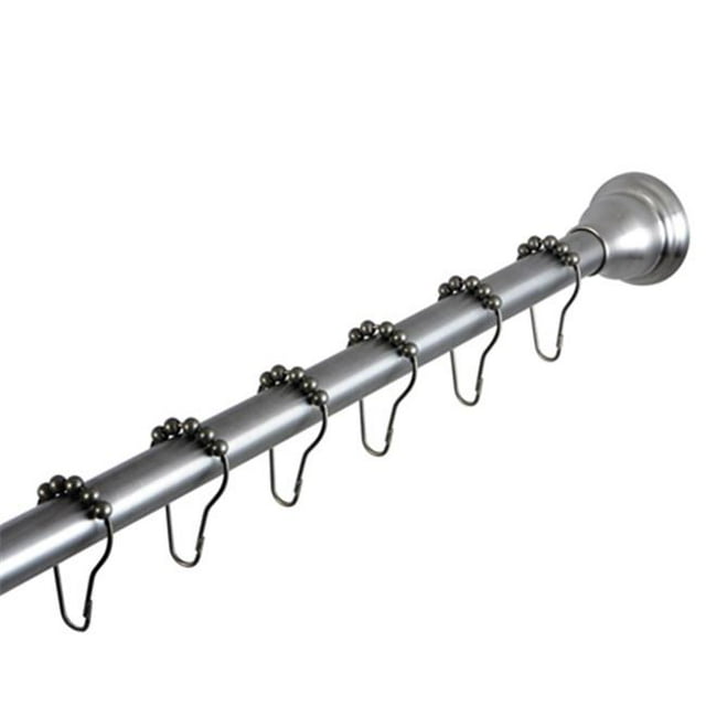 Edenscape Tringle à Rideau de Douche Droite avec Anneaux de Rideau de Douche, Nickel Satiné