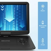 17.9 Portable DVD Player with 15.6 Large HD Screen, 6 Hours Rechargeable Battery, Support FM Transmitter, Sync TV, USB, SD Card and Multiple Disc Formats, Dual Speaker, Remote Control, Region Free