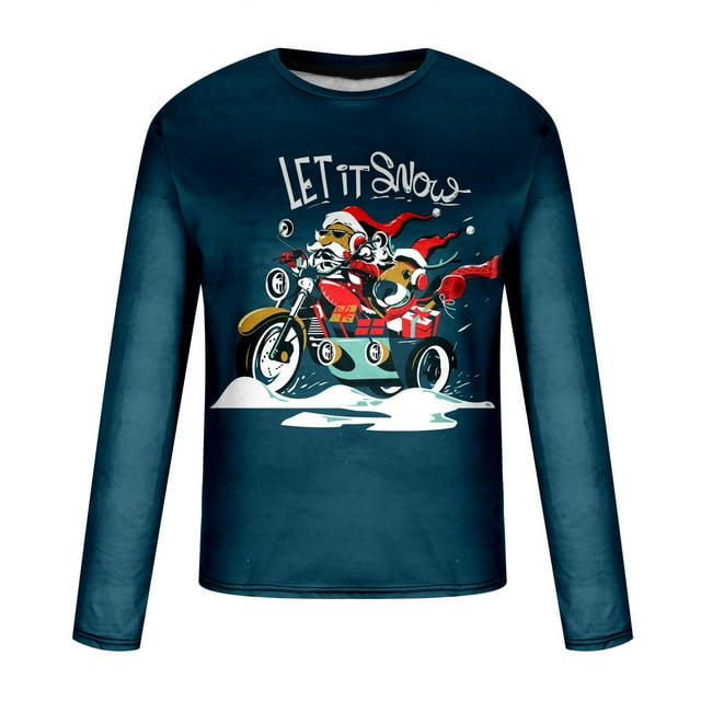 CEHVOM T-Shirt pour Hommes Décontracté à Col Rond à Manches Longues, Chandail, Imprimé 3D, Imprimé Réaliste, Soldes