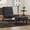 Dark Gray, variant on Bonzy Home Modern Adjustable Accent Chair with Ottoman, Comfy Corduroy Fabric Armless Chair with Solid Wood Legs for Living Room Bedroom, Dark Gray